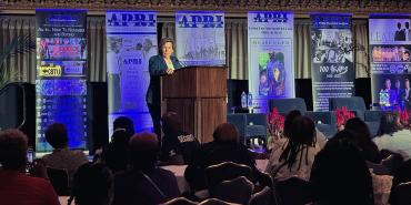 Weingarten addressing the A. Philip Randolph Institute education conference in Chicago, Aug. 6.