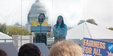 Weingarten speaks at a “No Kings” protest in Washington, D.C., on Oct. 18.