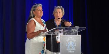 From left, Evelyn DeJesus and Randi Weingarten