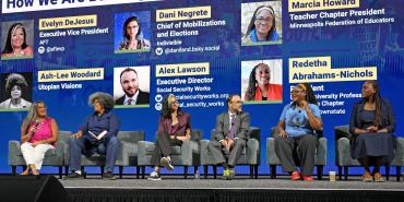 AFT Executive Vice President&nbsp;Evelyn DeJesus hosts a panel on building people power.