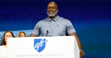 AFT Michigan President Terrence Martin addresses delegates. 