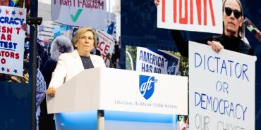Weingarten speaking at the AFT convention on July 16 in Washington, D.C. 