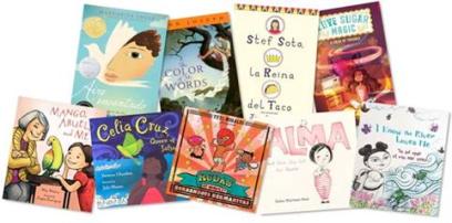 Collection of books for Hispanic Heritage Month