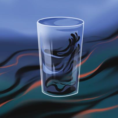 ilustración de un vaso de agua contaminada