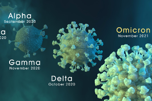 Graphic representing different COVID-19 strains