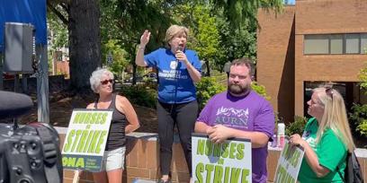 Randi with Oregon HC workers striking