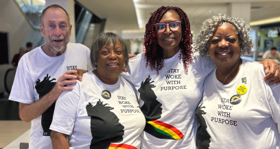 Members of the AFT Retiree Legacy Initiative following their 2.5 mile walk to symbolize the 2.5 years it took for enslaved people in Texas to learn of their freedom after the Emancipation Proclamation.