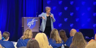 AFT President Randi Weingarten addresses AFT nurses, doctors and health professionals gathered in Chicago for the union's annual professional issues conference.