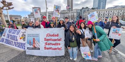 Members of AFT affiliate United Educators of San Francisco rally for immigrant rights. 