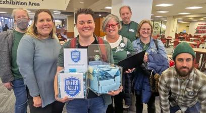 United Faculty of Illinois State University celebrate the strike authorization that preceded their tentative agreement.