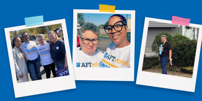 AFT Retiree Jacqui Bergen supporting GOTV efforts in Ohio.