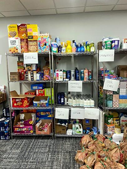 A glimpse of donated supplies at Tartan High School just outside of St. Paul. Photo credit: Amy Mousel-Houston. 