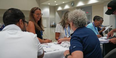 AFT convention attendees check out the Action Hub.