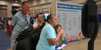 AFT convention attendees check out the Action Hub.