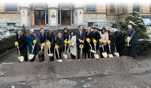 Photo of groundbreaking at Syracuse Micron partnership